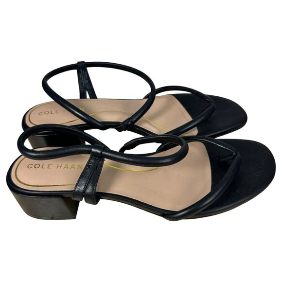 Cole Haan Grand 360 Calli Thong Strappy Block Heel Black Sandals Size 9 B - Picture 3 of 8